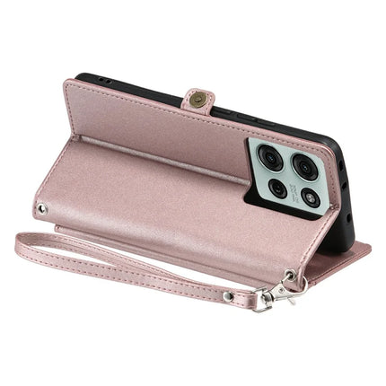 For Motorola Moto G75 5G Leather Case Wallet Stand Phone Cover with Straps