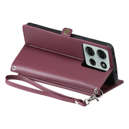 For Motorola Moto G75 5G Leather Case Wallet Stand Phone Cover with Straps