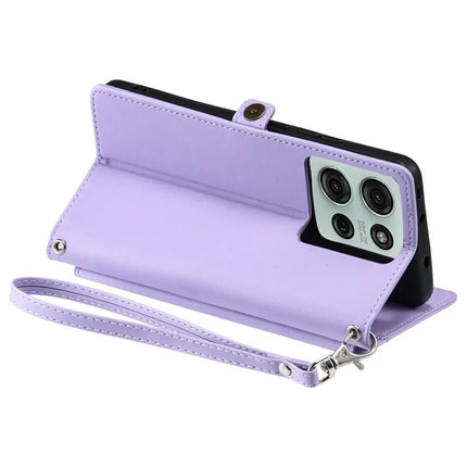 For Motorola Moto G75 5G Leather Case Wallet Stand Phone Cover with Straps