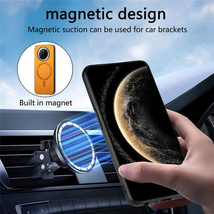 For Huawei Mate 70 Leather Back Case Compatible with MagSafe Skin-touch Phone Cover