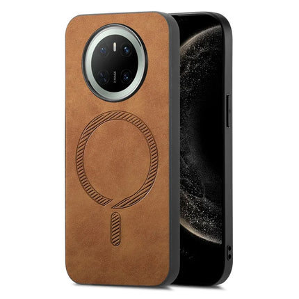 For Huawei Mate 70 Leather Back Case Compatible with MagSafe Skin-touch Phone Cover