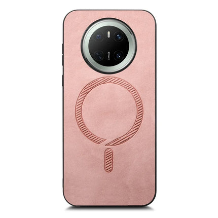 For Huawei Mate 70 Leather Back Case Compatible with MagSafe Skin-touch Phone Cover - Pink