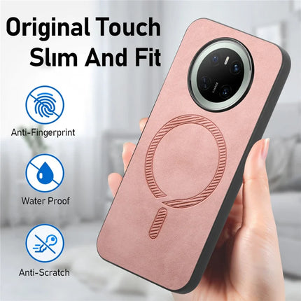 For Huawei Mate 70 Leather Back Case Compatible with MagSafe Skin-touch Phone Cover