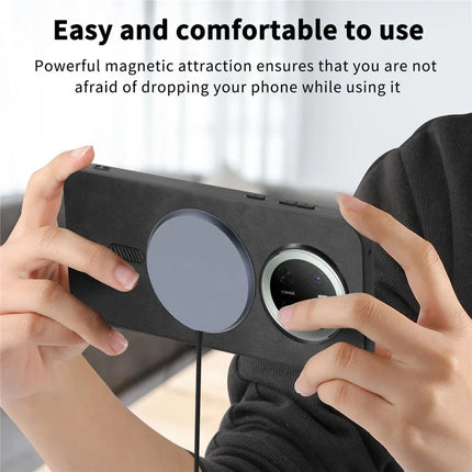For Huawei Mate 70 Leather Back Case Compatible with MagSafe Skin-touch Phone Cover