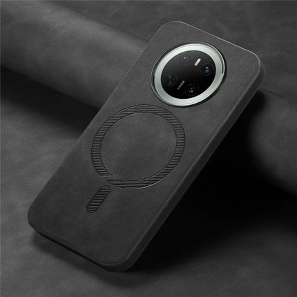 For Huawei Mate 70 Leather Back Case Compatible with MagSafe Skin-touch Phone Cover
