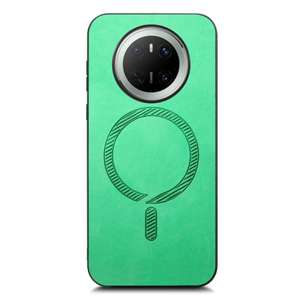 For Huawei Mate 70 Leather Back Case Compatible with MagSafe Skin-touch Phone Cover - Green