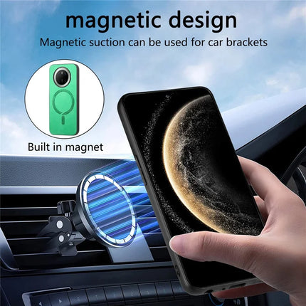 For Huawei Mate 70 Leather Back Case Compatible with MagSafe Skin-touch Phone Cover