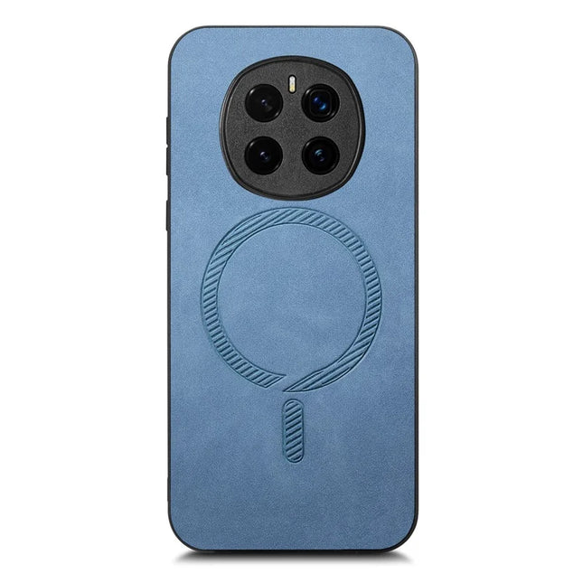 For Honor Magic7 5G Leather Back Case Compatible with MagSafe Skin-touch Phone Cover - Blue