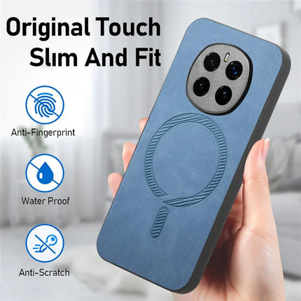 For Honor Magic7 5G Leather Back Case Compatible with MagSafe Skin-touch Phone Cover