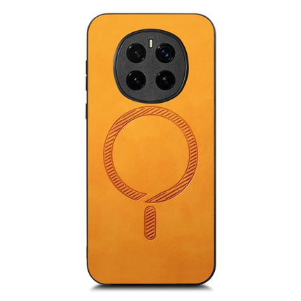 For Honor Magic7 5G Leather Back Case Compatible with MagSafe Skin-touch Phone Cover - Yellow