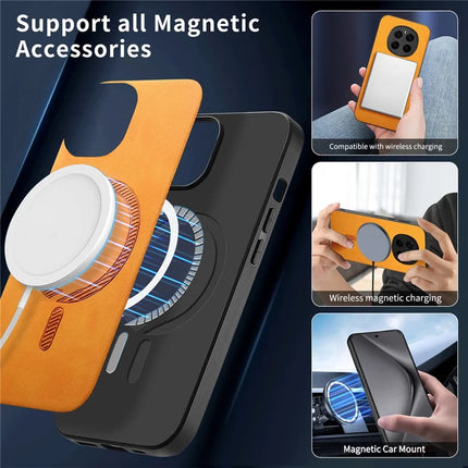 For Honor Magic7 5G Leather Back Case Compatible with MagSafe Skin-touch Phone Cover