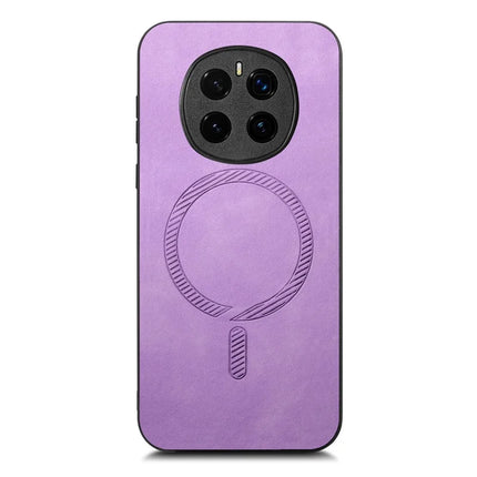 For Honor Magic7 5G Leather Back Case Compatible with MagSafe Skin-touch Phone Cover - Purple