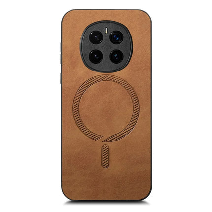 For Honor Magic7 5G Leather Back Case Compatible with MagSafe Skin-touch Phone Cover - Brown