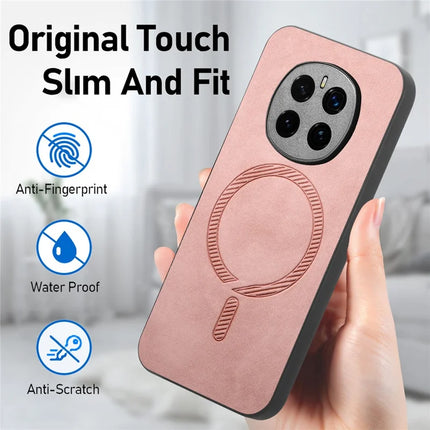 For Honor Magic7 5G Leather Back Case Compatible with MagSafe Skin-touch Phone Cover