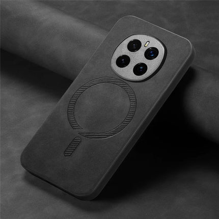 For Honor Magic7 5G Leather Back Case Compatible with MagSafe Skin-touch Phone Cover