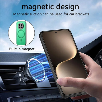 For Honor Magic7 5G Leather Back Case Compatible with MagSafe Skin-touch Phone Cover