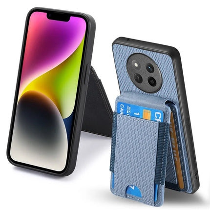 For Honor X60 Pro 5G Case with Card Holder Kickstand Leather Back Cover - Blue