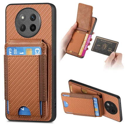 For Honor X60 Pro 5G Case with Card Holder Kickstand Leather Back Cover - Brown