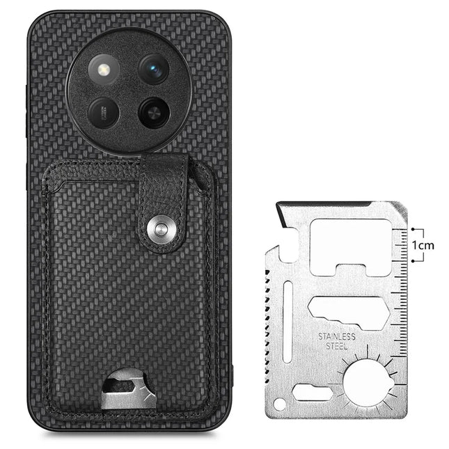 For Honor X60 Pro 5G Case Card Slots Kickstand Phone Back Cover with Card Tool - Black
