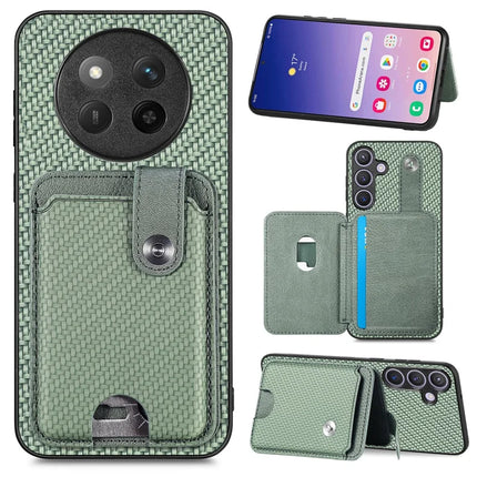 For Honor X60 Pro 5G Case Card Slots Kickstand Phone Back Cover with Card Tool - Green