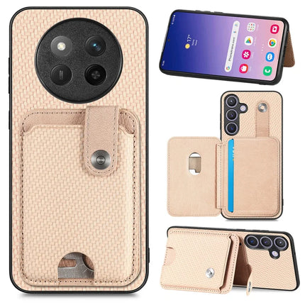For Honor X60 Pro 5G Case Card Slots Kickstand Phone Back Cover with Card Tool - Khaki