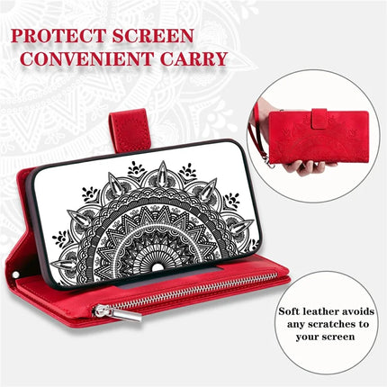 Style 006 For Motorola Moto G75 5G Wallet Case PU Leather Phone Cover Mandala Flower Pattern