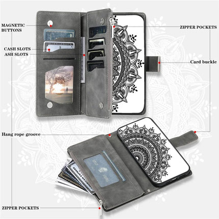 Style 006 For Motorola Moto G75 5G Wallet Case PU Leather Phone Cover Mandala Flower Pattern