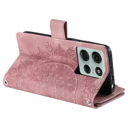 Style 006 For Motorola Moto G75 5G Wallet Case PU Leather Phone Cover Mandala Flower Pattern