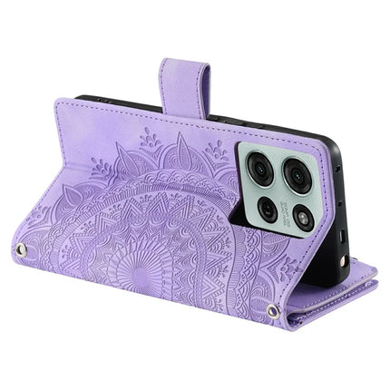 Style 006 For Motorola Moto G75 5G Wallet Case PU Leather Phone Cover Mandala Flower Pattern