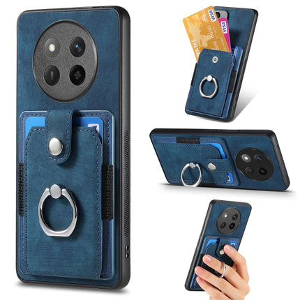 For Honor X60 Pro 5G Phone Case Leather Back Cover with Card Slots Kickstand - Blue