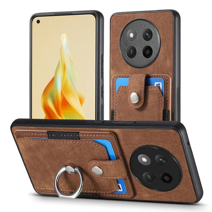 For Honor X60 Pro 5G Phone Case Leather Back Cover with Card Slots Kickstand - Brown