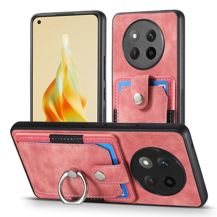 For Honor X60 Pro 5G Phone Case Leather Back Cover with Card Slots Kickstand - Pink