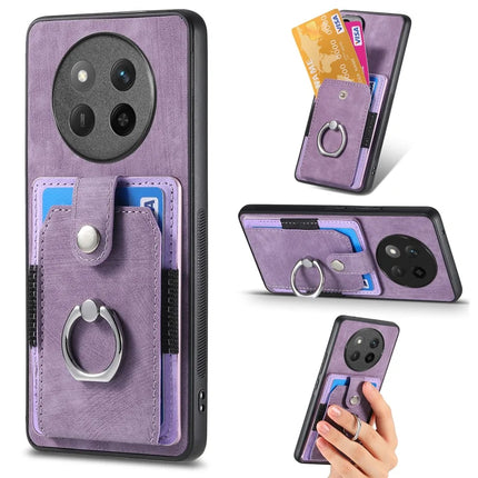 For Honor X60 Pro 5G Phone Case Leather Back Cover with Card Slots Kickstand - Purple