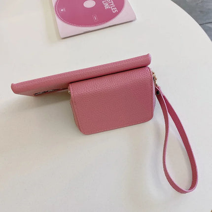 For Samsung Galaxy S23 Ultra Case Zipper Card Slots PU Leather Phone Back Cover with Wrist Strap