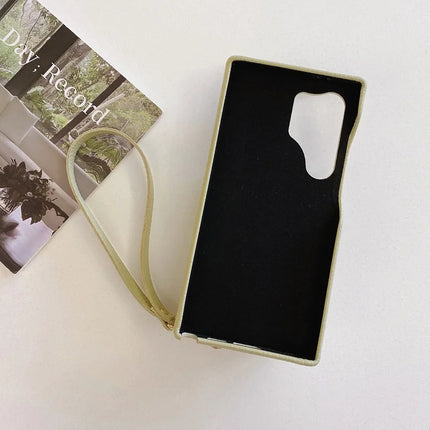 For Samsung Galaxy S23 Ultra Case Zipper Card Slots PU Leather Phone Back Cover with Wrist Strap