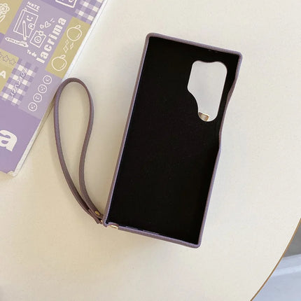For Samsung Galaxy S23 Ultra Case Zipper Card Slots PU Leather Phone Back Cover with Wrist Strap