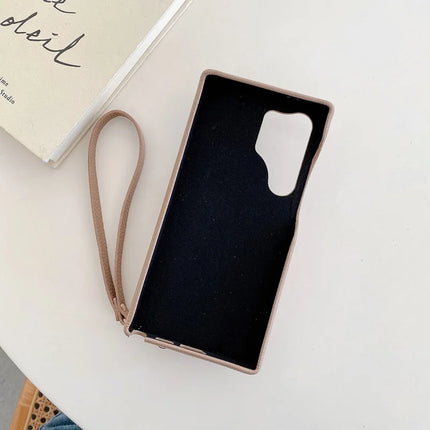 For Samsung Galaxy S23 Ultra Case Zipper Card Slots PU Leather Phone Back Cover with Wrist Strap