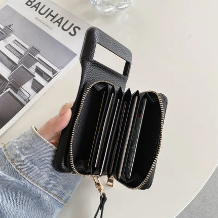 For Google Pixel 8 Pro Case Zipper Card Slots PU Leather Phone Back Cover with Wrist Strap