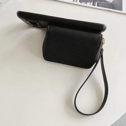 For Google Pixel 8 Pro Case Zipper Card Slots PU Leather Phone Back Cover with Wrist Strap