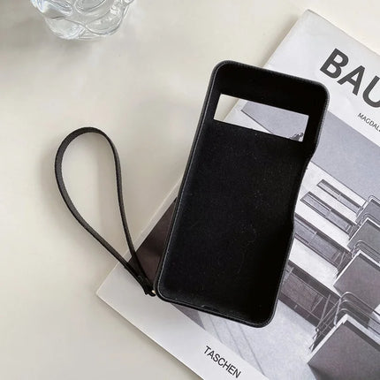 For Google Pixel 8 Pro Case Zipper Card Slots PU Leather Phone Back Cover with Wrist Strap