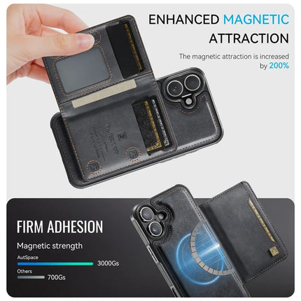For iPhone 16 Plus Case AUTSPACE A13 Vintage Leather Back Cover with Magnetic Detachable Card Bag