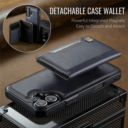For iPhone 16 Plus Case AUTSPACE A13 Vintage Leather Back Cover with Magnetic Detachable Card Bag
