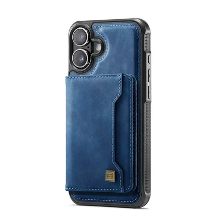 For iPhone 16 Plus Case AUTSPACE A13 Vintage Leather Back Cover with Magnetic Detachable Card Bag