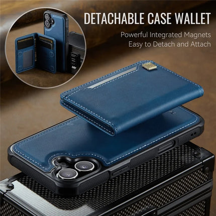 For iPhone 16 Plus Case AUTSPACE A13 Vintage Leather Back Cover with Magnetic Detachable Card Bag