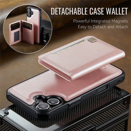 For iPhone 16 Plus Case AUTSPACE A13 Vintage Leather Back Cover with Magnetic Detachable Card Bag