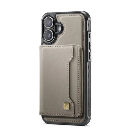 For iPhone 16 Plus Case AUTSPACE A13 Vintage Leather Back Cover with Magnetic Detachable Card Bag