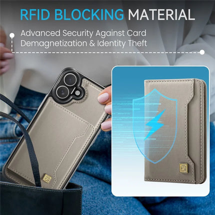 For iPhone 16 Plus Case AUTSPACE A13 Vintage Leather Back Cover with Magnetic Detachable Card Bag
