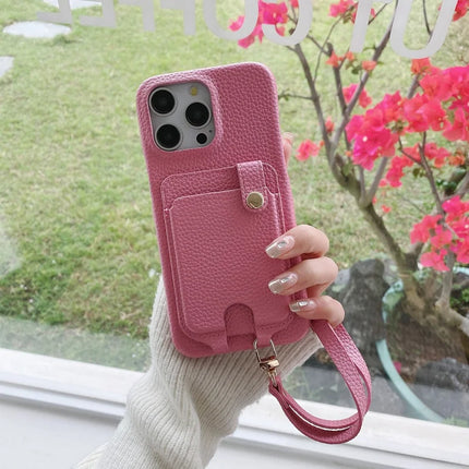 For iPhone 16 Pro Max Case Multi-Functional Card Slots Leather Back Cover with Wrist Strap