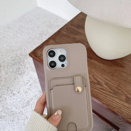For iPhone 16 Pro Max Case Multi-Functional Card Slots Leather Back Cover with Wrist Strap