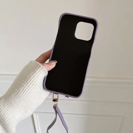 For iPhone 16 Pro Max Case Multi-Functional Card Slots Leather Back Cover with Wrist Strap